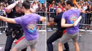 ¡Ah bueno! Policía “perrea” con otro hombre en marcha del Orgullo Gay