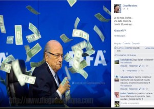 Maradona publica fuerte mensaje contra Blatter luego de que le lanzaran billetes