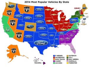 Los carros más populares en cada uno de los estados de EE.UU.