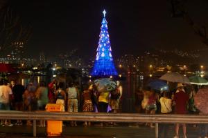 El antiguo árbol de Navidad flotante más alto del mundo vuelve a iluminar Río (FOTOS)