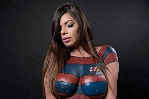 La “Miss Nalgas 2015” y su body paint del FC Barcelona