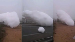 (VIDEO) Nubes de espuma caen del cielo en Marruecos