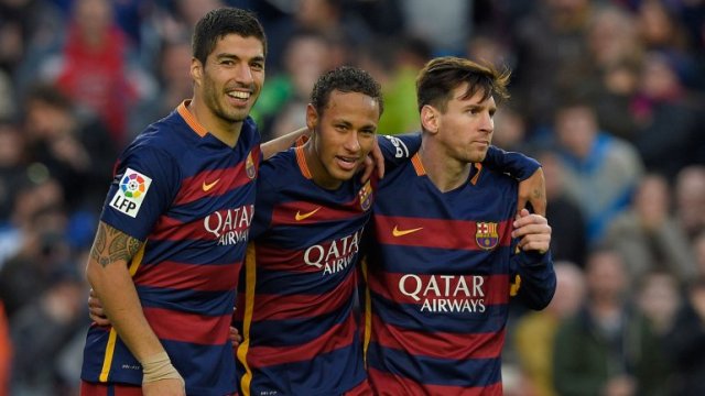Luis Suárez, Neymar Jr. y Lionel Messi (Archivo)