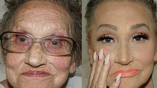 Dejó que su nieta la maquillara y ahora es la abuelita más glamourosa del mundo