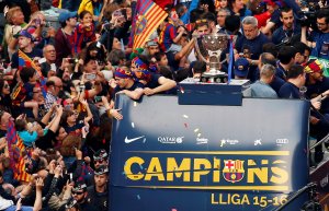 Piqué, Suárez, Neymar, Messi: Barcelona rinde homenaje a sus campeones (Fotos)