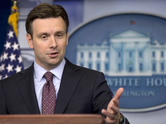 White House deputy press secretary Josh Earnest speaks during the daily news briefing at the White House on April 4.