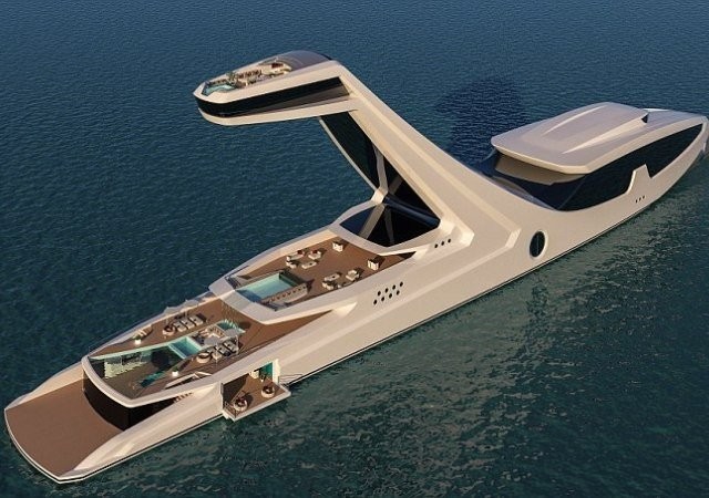 FOTOS: Un yate futurista con terraza a 40 metros sobre el nivel del mar