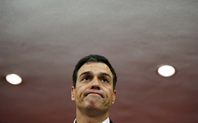 Spain's Socialist Party (PSOE) leader Pedro Sanchez  reacts after results were announced in Spain's general election in Madrid, Spain, June 26, 2016.   REUTERS/Susana Vera