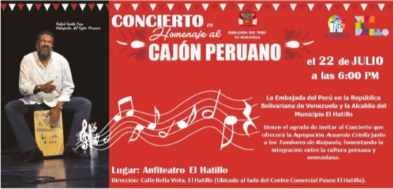 Realizarán concierto en Homenaje al Cajón Peruano en El Hatillo