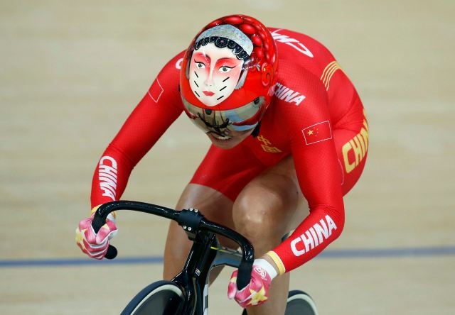 2016 Rio Olympics - Cycling Track - Women's Team Sprint Semifinals - Rio Olympic Velodrome - Rio de Janeiro, Brazil - 12/08/2016. Zhong Tianshi (CHN) of China competes. REUTERS/Eric Gaillard FOR EDITORIAL USE ONLY. NOT FOR SALE FOR MARKETING OR ADVERTISING CAMPAIGNS.