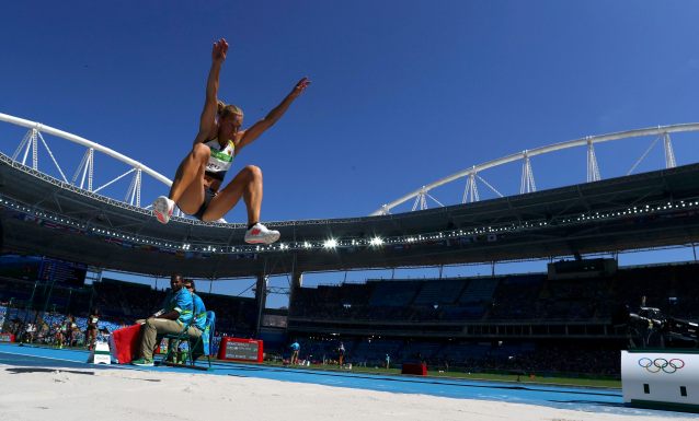 2016 Rio Olympics - Athletics - Women's Heptathlon Long Jump - Groups - Olympic Stadium - Rio de Janeiro, Brazil - 13/08/2016. Jennifer Oeser (GER) of Germany competes. REUTERS/Phil Noble FOR EDITORIAL USE ONLY. NOT FOR SALE FOR MARKETING OR ADVERTISING CAMPAIGNS.