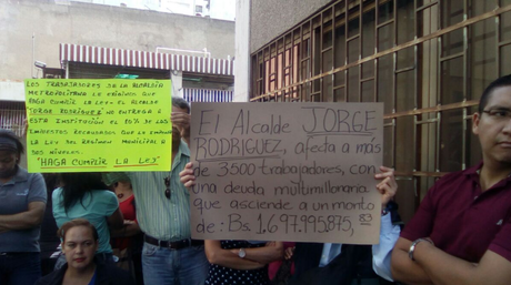 Más de 3 mil 500 trabajadores de  la Alcaldía Metropolitana están afectados por deuda de Jorge Rodríguez