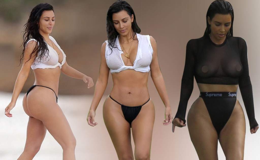 Kim Kardashian reapareció con un diminuto bikini y con menos celulitis