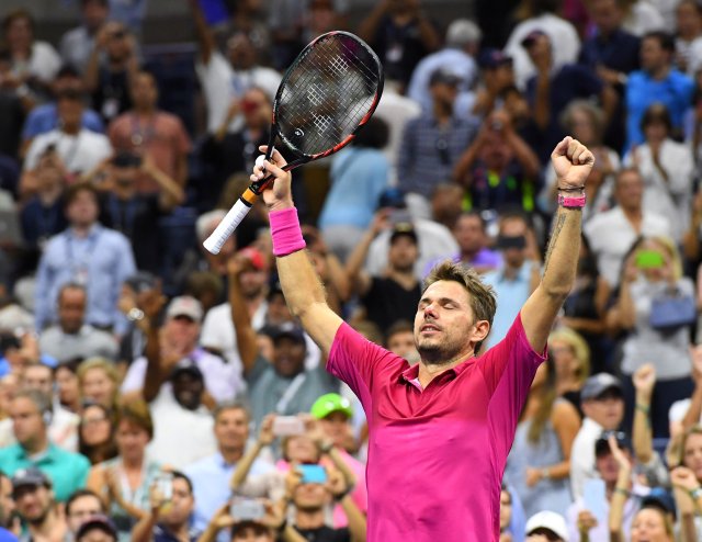 Sept 11, 2016; New York, NY, USA;   Stan Wawrinka of Switzerland celebrates after beating Novak Djokovic of Serbia in the men's singles final on day fourteen of the 2016 U.S. Open tennis tournament at USTA Billie Jean King National Tennis Center. Mandatory Credit: Robert Deutsch-USA TODAY Sports     TPX IMAGES OF THE DAY
