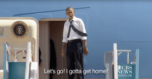 “Muévela papá” Vacílate a Obama apurando a Bill Clinton para montarse en el Air Force One (VIDEO)