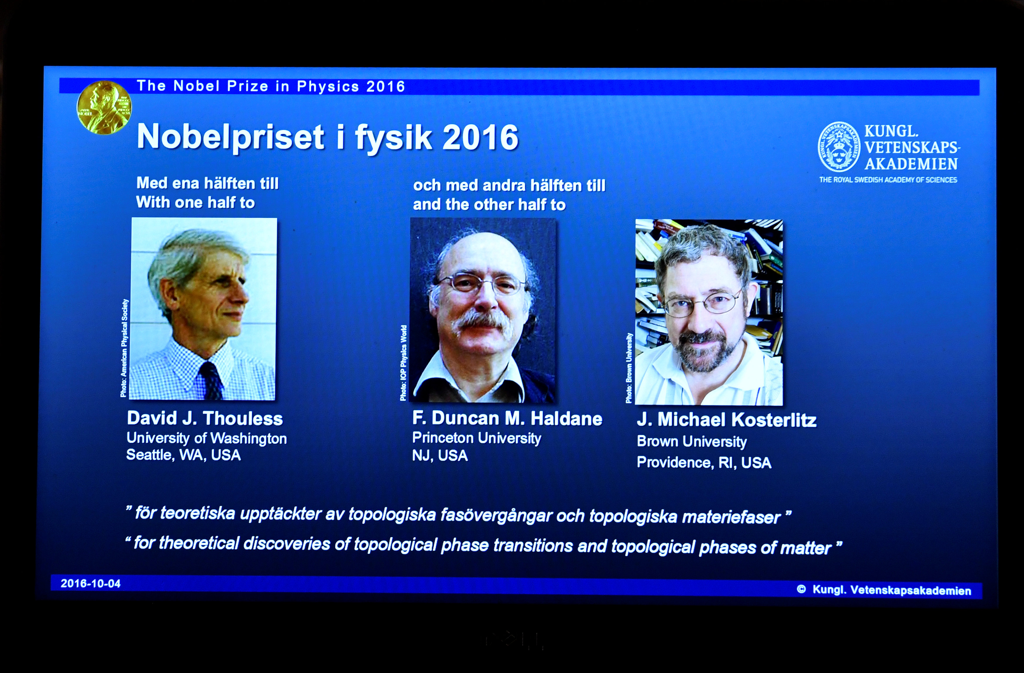Nobel de Física para tres británicos por investigar materiales innovadores