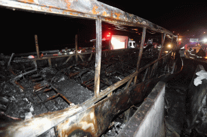 Diez muertos y siete heridos tras incendiarse un autobús turístico en Corea del Sur