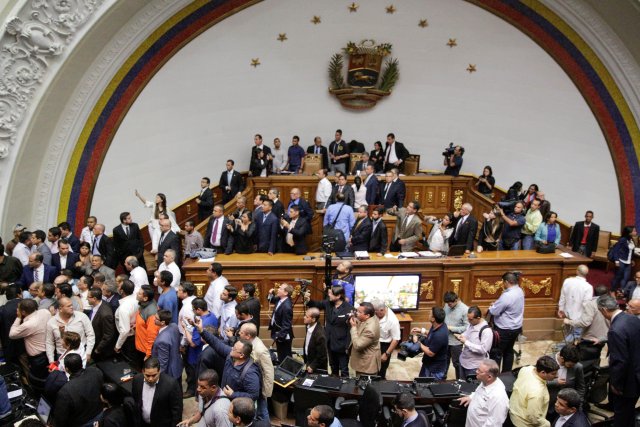 A general view of Venezuela's National Assembly as supporters of Venezuela's President Nicolas Maduro (not pictured) storm into a session of the National Assembly in Caracas, Venezuela October 23, 2016. REUTERS/Marco Bello