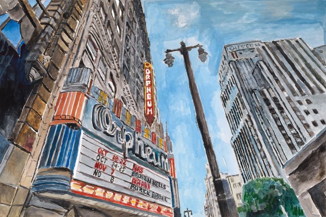 Theater, Downtown LA, 2015–2016. Acrylic on canvas por Bob Dylan