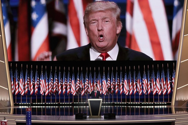 Trump durante el cierre de la Convención Republicana que lo oficializó como candidato del partido el 21 de julio de 2016
