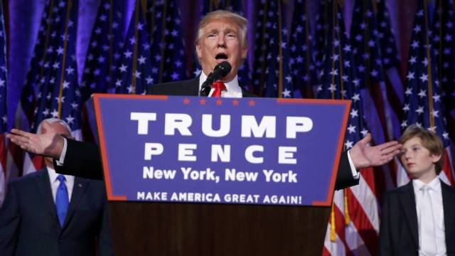 Donald Trump, elegido presidente de Estados Unidos, durante su discurso en Nueva York. (Reuters)