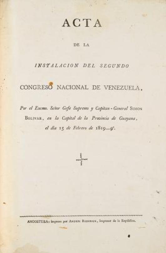 Acta de la instalacion del Segundo Congreso Nacional de Venezuela