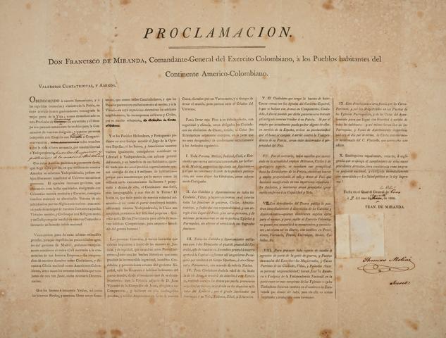 Proclamacion Francisco de Miranda
