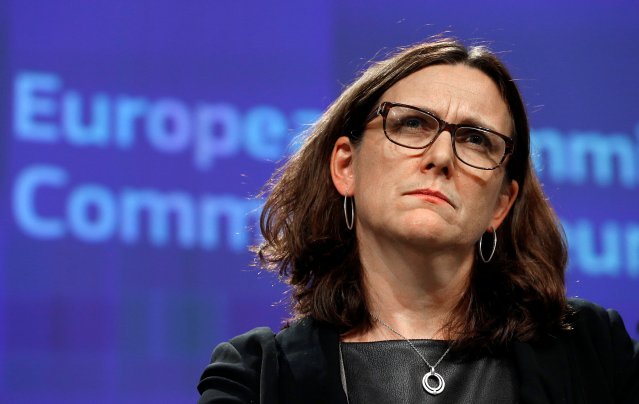 European Trade Commissioner Cecilia Malmstrom holds a news conference on Commission's proposal for a new methodology for anti-dumping investigations, at the EU Commission headquarters in Brussels, Belgium November 9, 2016.   REUTERS/Yves Herman