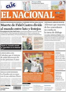 Portadas de la prensa nacional de este domingo 27 de noviembre de 2016