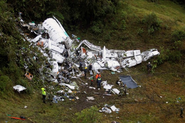 Wreckage from a plane that crashed into Colombian jungle with Brazilian soccer team Chapecoense, is seen near Medellin, Colombia, November 29, 2016. REUTERS/Fredy Builes TPX IMAGES OF THE DAY