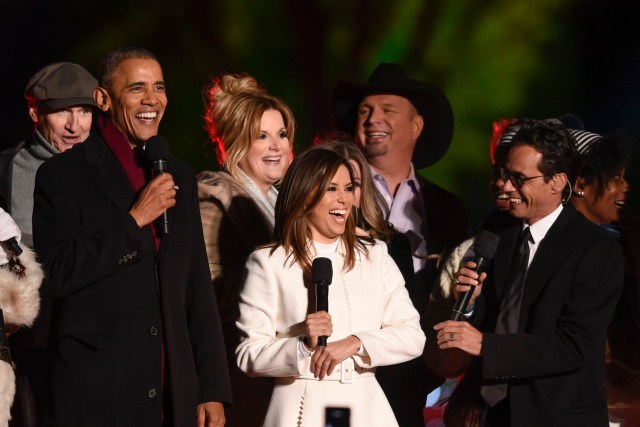 Eva longoria And Marc Anthony Help Light Obama's Last Christmas Tree As The First Family