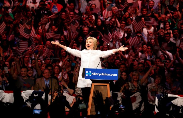 FILE PHOTO - Democratic U.S. presidential candidate Hillary Clinton arrives to speak during her California primary night rally held in the Brooklyn borough of New York, U.S., June 7, 2016. REUTERS/Lucas Jackson/File Photo REUTERS PICTURES OF THE YEAR 2016 - SEARCH 'POY 2016' TO FIND ALL IMAGES
