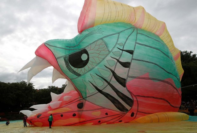 A piranha balloon is seen during the 16th Solar Balloon Festival in Envigado, Colombia