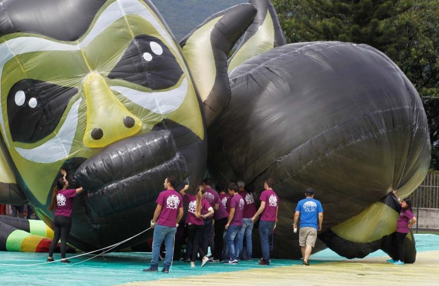A monkey balloon is seen during the 16th Solar Balloon Festival in Envigado, Colombia