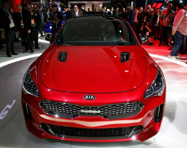 The 2018 Kia Stinger is introduced during the North American International Auto Show in Detroit