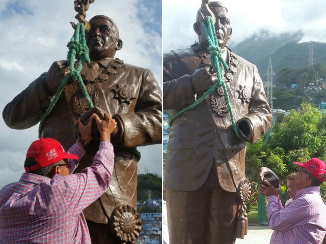 ¿García Carneiro le reventó “la zurda” a la nueva estatua de Chávez?… que irá en la Plaza Bolívar (FOTOS)