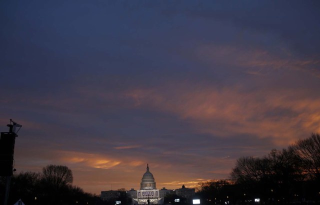 Dawn breaks over the U.S. Capitol, where U.S. President-elect Donald Trump will later be sworn in as the nation's 45th president, in Washington, U.S., January 20, 2017. REUTERS/Shannon Stapleton - TPX IMAGES OF THE DAY
