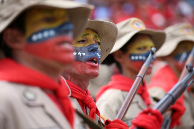 Militia members take part in a military parade in Caracas, Venezuela February 1, 2017. REUTERS/Carlos Garcia Rawlins