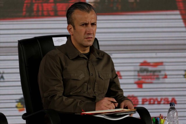 Venezuela's Vice President Tareck El Aissami attends the swearing-in ceremony of the new board of directors of Venezuelan state oil company PDVSA in Caracas