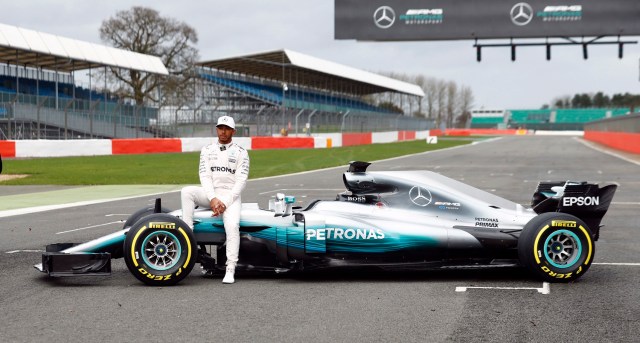 Britain Formula One - F1 - 2017 Mercedes Formula One Car Launch - Silverstone - 23/2/17 Mercedes' Lewis Hamilton poses during the launch Reuters / Eddie Keogh Livepic EDITORIAL USE ONLY.