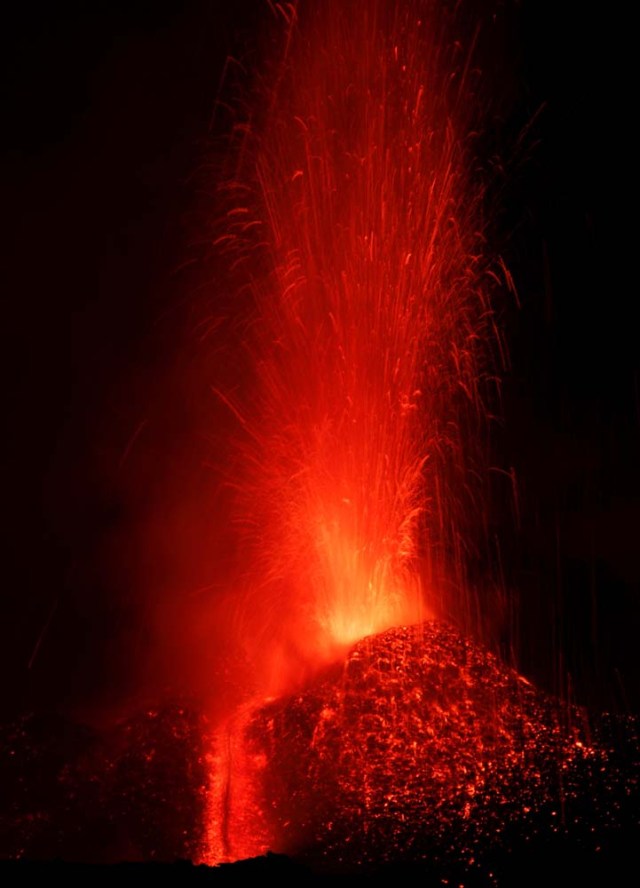 Italy's Mount Etna, Europe's tallest and most active volcano, spews lava as it erupts on the southern island of Sicily, Italy February 27, 2017. REUTERS/Antonio Parrinello