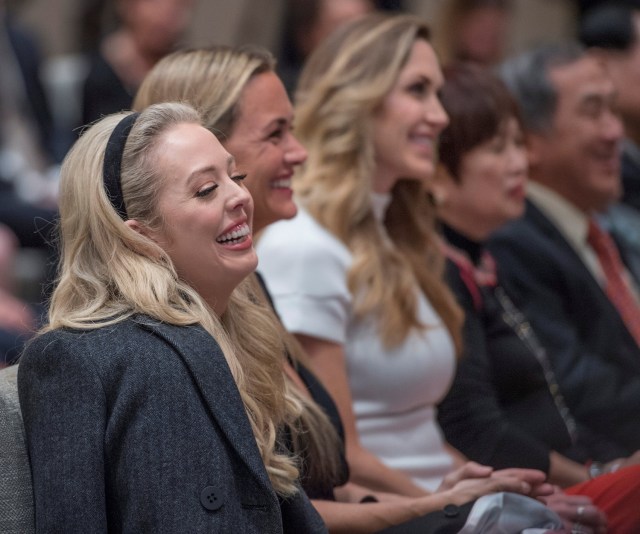 Tiffany Trump (L) laughs at comments during the grand opening of the Trump International Hotel and Tower in Vancouver, British Columbia, Canada February 28, 2017. REUTERS/Nick Didlick
