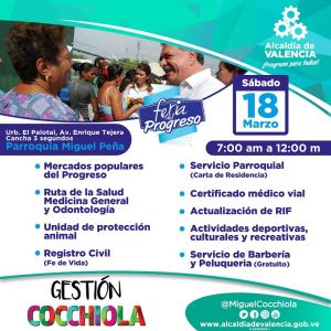 Alcalde Cocchiola instalará Feria del Progreso en la comunidad El Palotal este sábado