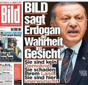 El diario más importante de Alemania desafía en portada a Erdogan