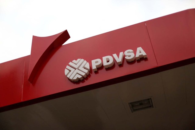 The corporate logo of the state oil company PDVSA is seen at a gas station in Caracas, Venezuela March 22, 2017. REUTERS/Carlos Garcia Rawlins