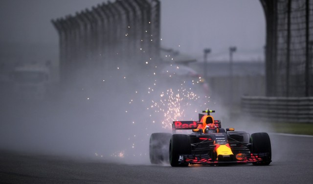 Red Bull's Dutch driver Max Verstappen drives during the first practice of the Formula One Chinese Grand Prix in Shanghai on April 7, 2017. / AFP PHOTO / Johannes EISELE
