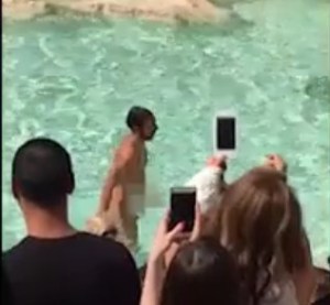 Nadando y como “Dios lo trajo al mundo” un hombre cruzó la Fontana de Trevi de Roma (VIDEO)