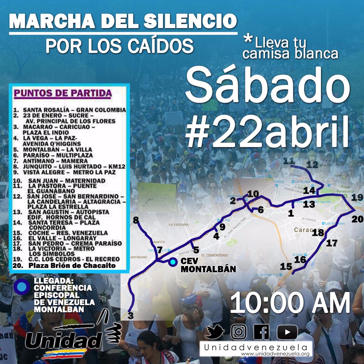 Estos son los puntos de salida de la “Marcha del Silencio” este #22abril