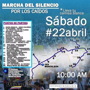 Estos son los puntos de salida de la “Marcha del Silencio” este #22abril