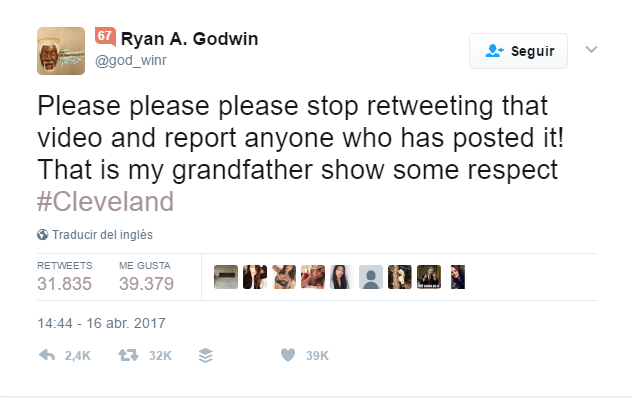 Tweet del nieto pidiendo respeto a la memoria de su abuelo